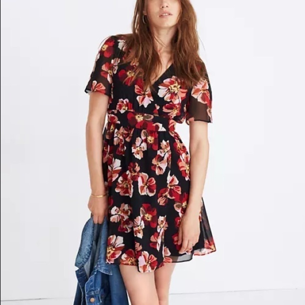 Madewell Tulip Sleeve Mini Dress French Rose Print woman’s size 2